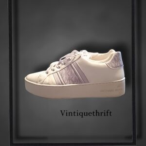 Michael Kors White and Purple Sneakers with Platform Sole